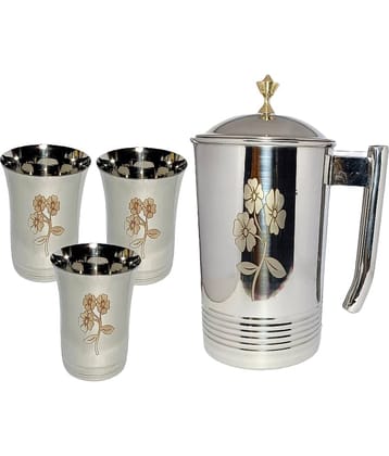 A & H ENTERPRISES Water Jug with Lid Stainless Steel Jug and Glass Combo 2000 mL