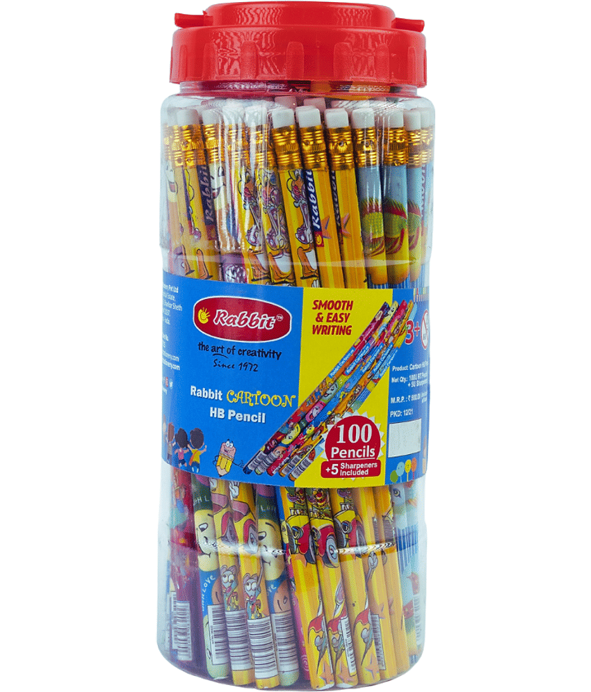 Artiggle Cartoon picture Hb pencil Super Fun Pencils for Kids, Extra Dark Pencils (Pack of 100) Complementary 5 Sharpner