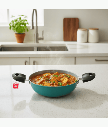 LAZYWINDOW Non-stick Kadhai Induction Bottom Bakelite Handle 3 mm Thickness 21 cm Diameter ( 1 L )