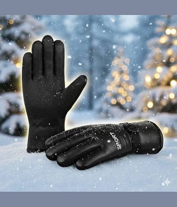 Infispace Black Leather Men's Biker Gloves ( Pack of 1 )