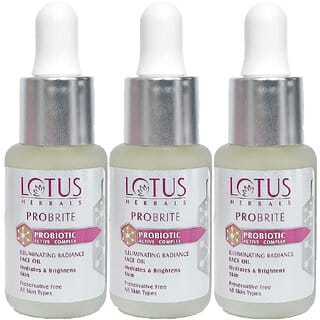 Lotus Herbals Probrite Illuminating Radiance Face Oil  For Hydration Of Dull  Dry Skin  Probiotic 15Ml  (Pack Of 3)
