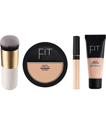 Lenon Concealer, Foundation, Makeup brush Pressed Powder Medium Pack of 4 10 g