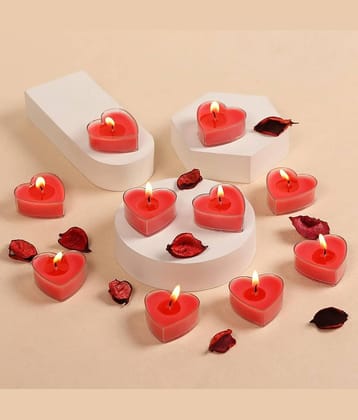 Dynore Red Rose Wax Tea Light Candle 4 cm ( Pack of 10 )