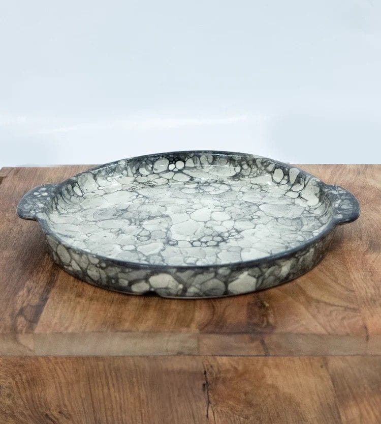 Black Bubble Print Ceramic Embossed Multipurpose Tray