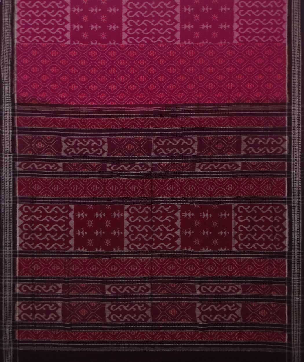 Magenta maroon handwoven sambalpuri cotton saree