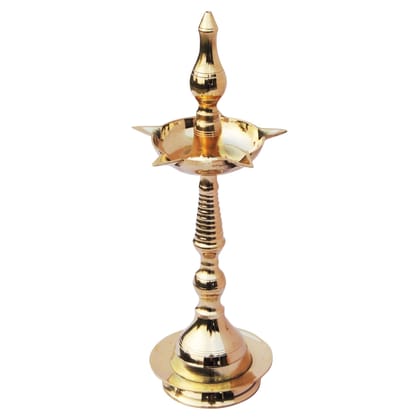 Brass Kerala Fancy Deepak, Oil Lamp No. 10  - Handcrafted Deepak for Puja Room, Height : 12.8 Inch (FMAS642 D)
