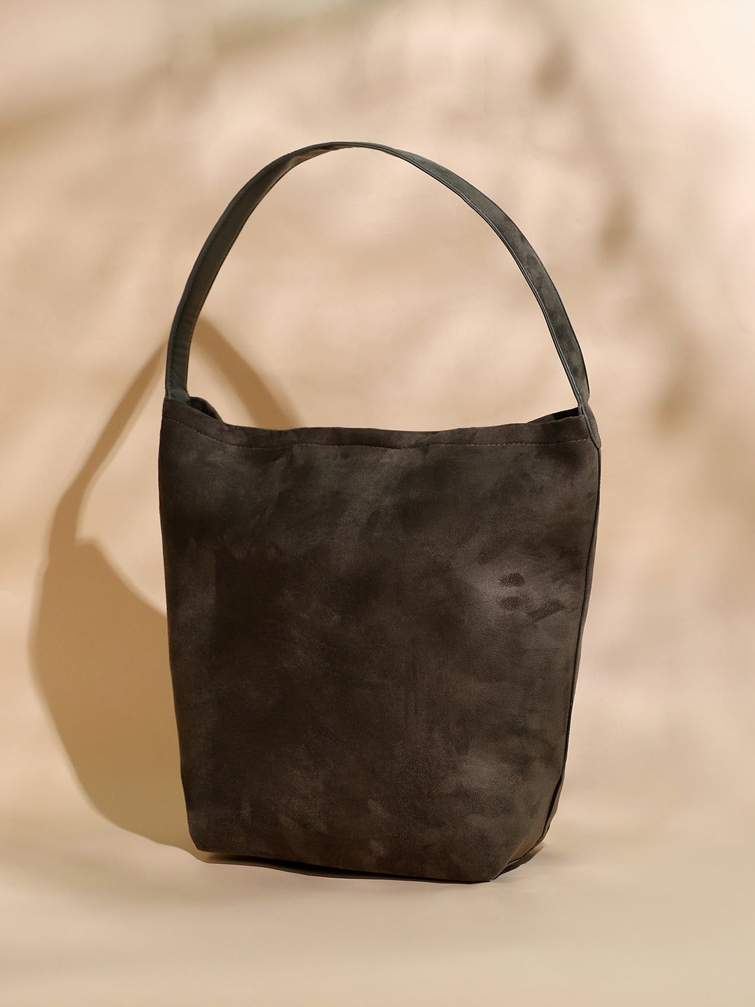 The Bucket Tote Bag With Pouch - Coffee Brown-Handbag