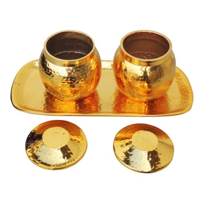 Aluminium Decorative 2 Pot With Tray (AMAS3120/12)