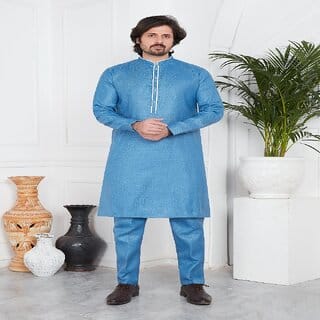 Raivat Ethnic Blue Colour Linen Cotton Pintux Work Kurta Pajama 3140 Raivat Ethnic Blue Colour Linen Cotton Pintux Work Kurta Pajama 3140