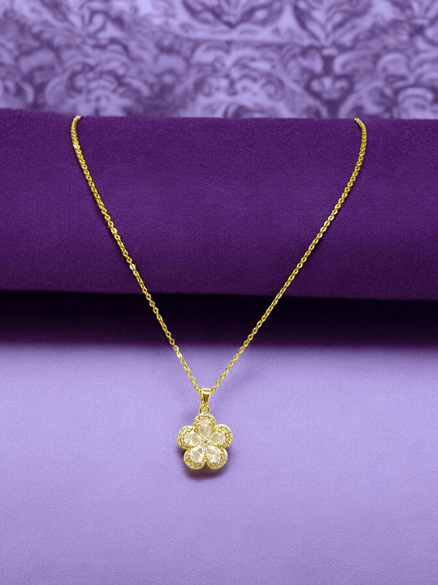 Elegant Gold Plated Flower Necklace