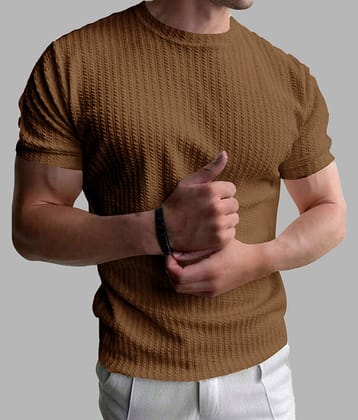 Eyebogler Polyester Relaxed Fit Self Design Half Sleeves Men's Round T-Shirt - Black ( Pack of 1 )