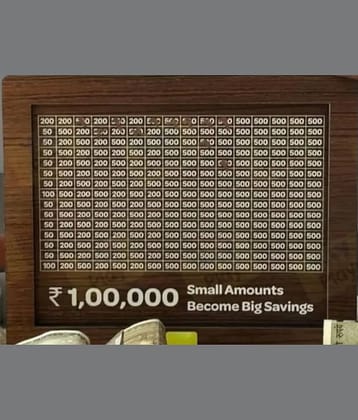 Wooden Piggy Money Bank Saving Box With Saving Target Upto 1 Lakh
