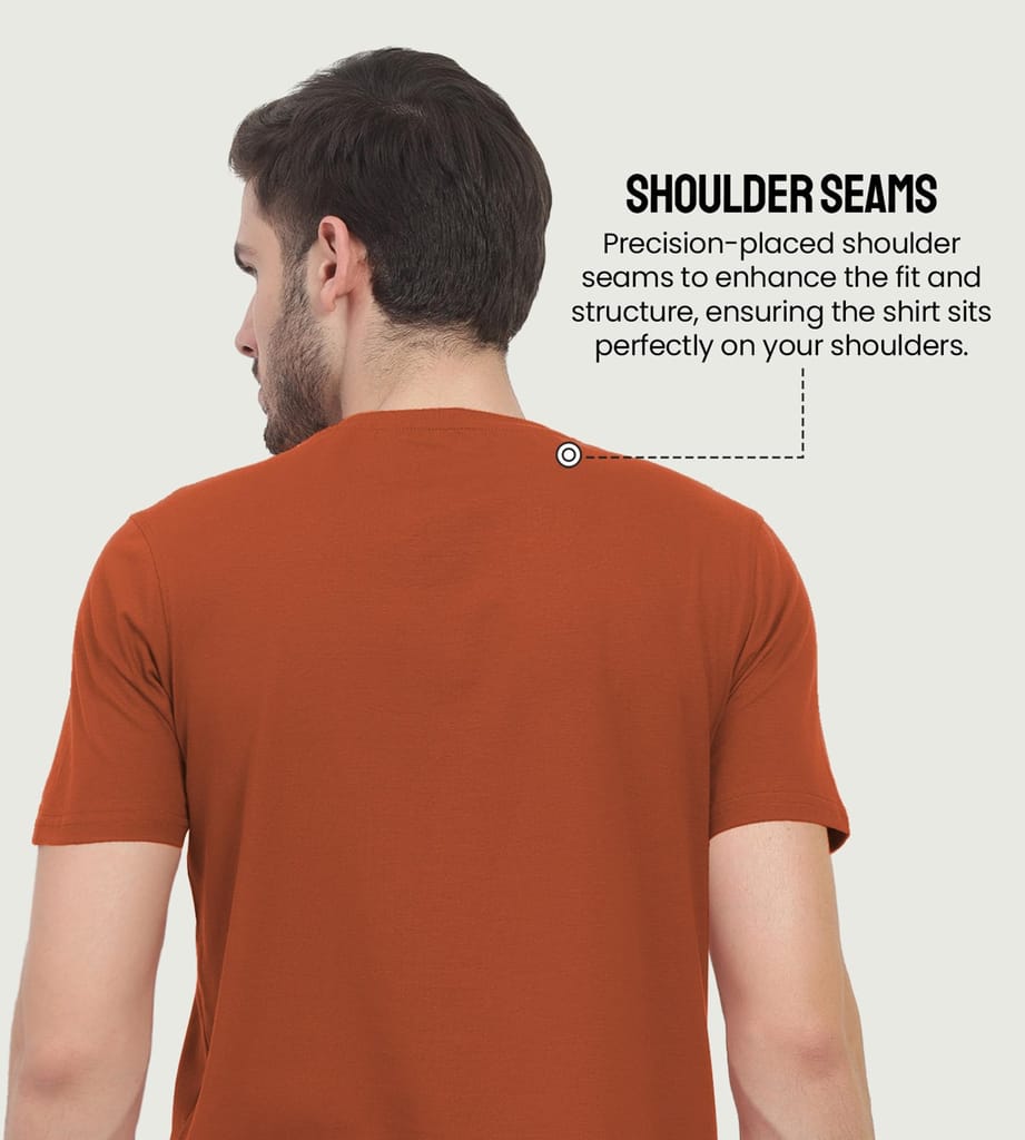 Freecultr Truly Classic Organic Men's Cotton T-Shirt | Solid Round Neck Half Sleeve | Plain Stylish t Shirts | Regular Fit | Casual T Shirt for Man Pack of 1-Rust Orange
