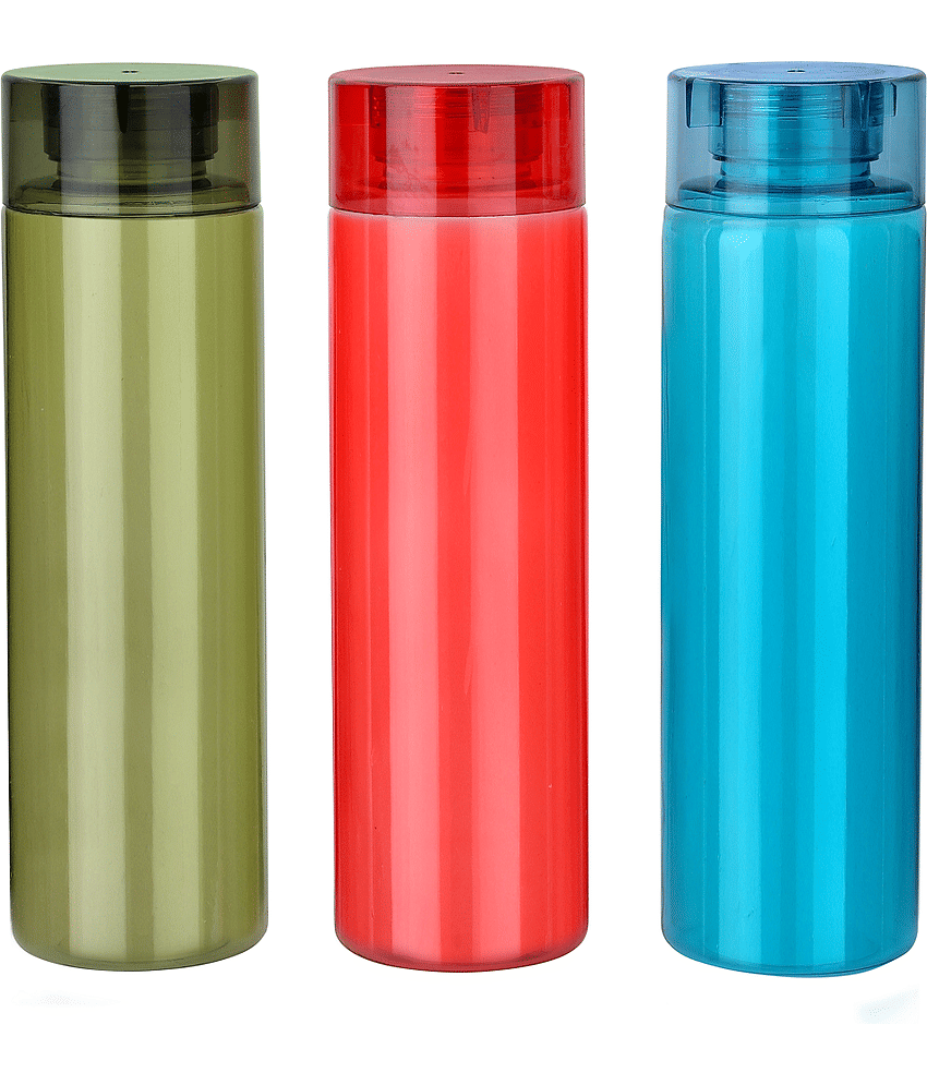 Analog Kitchenware School/College/Office Multicolour PET Fridge Water Bottle 700 mL ( Set of 3 )