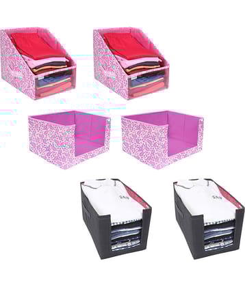 PrettyKrafts Multipurpose cloth organisers combo for wardrobe cloth organizers,(Pack of 6) Pink