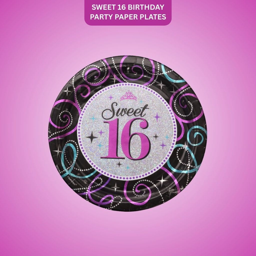 Sweet 16 Birthday Party Paper Plates - 9 inches - 8PC - Party and Festive Needs | Buy online on ZillyBuy