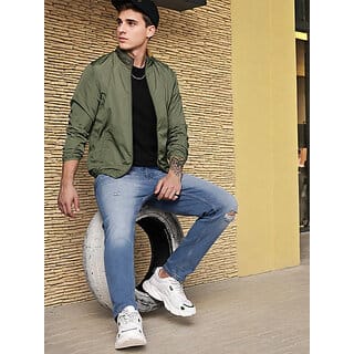PrintCultr Mens Green Full Sleeve Solid Windcheater  Stylish, Comfortable & Casual Outerwear