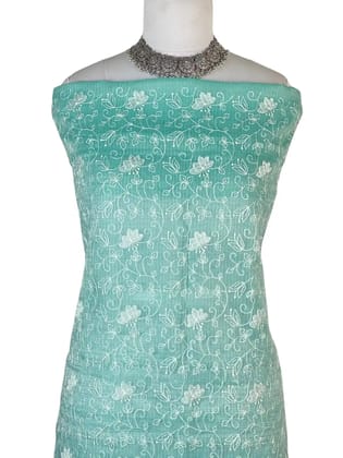 Kota Doria Dress Material Teal Green Floral Jaal