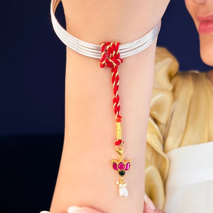 Silver 925 Vriddhi Lotus Lumba Rakhi