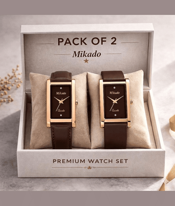 Mikado Brown Silicon Analog Couple's Watch