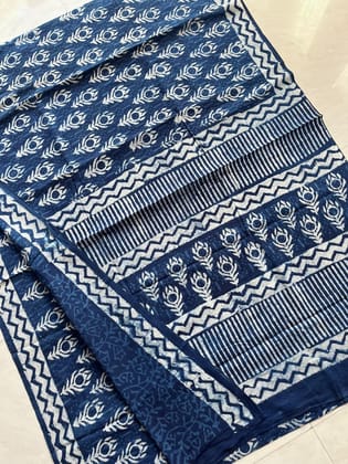 Pure Mul Cotton Sarees, Bagru print, Blouse attached