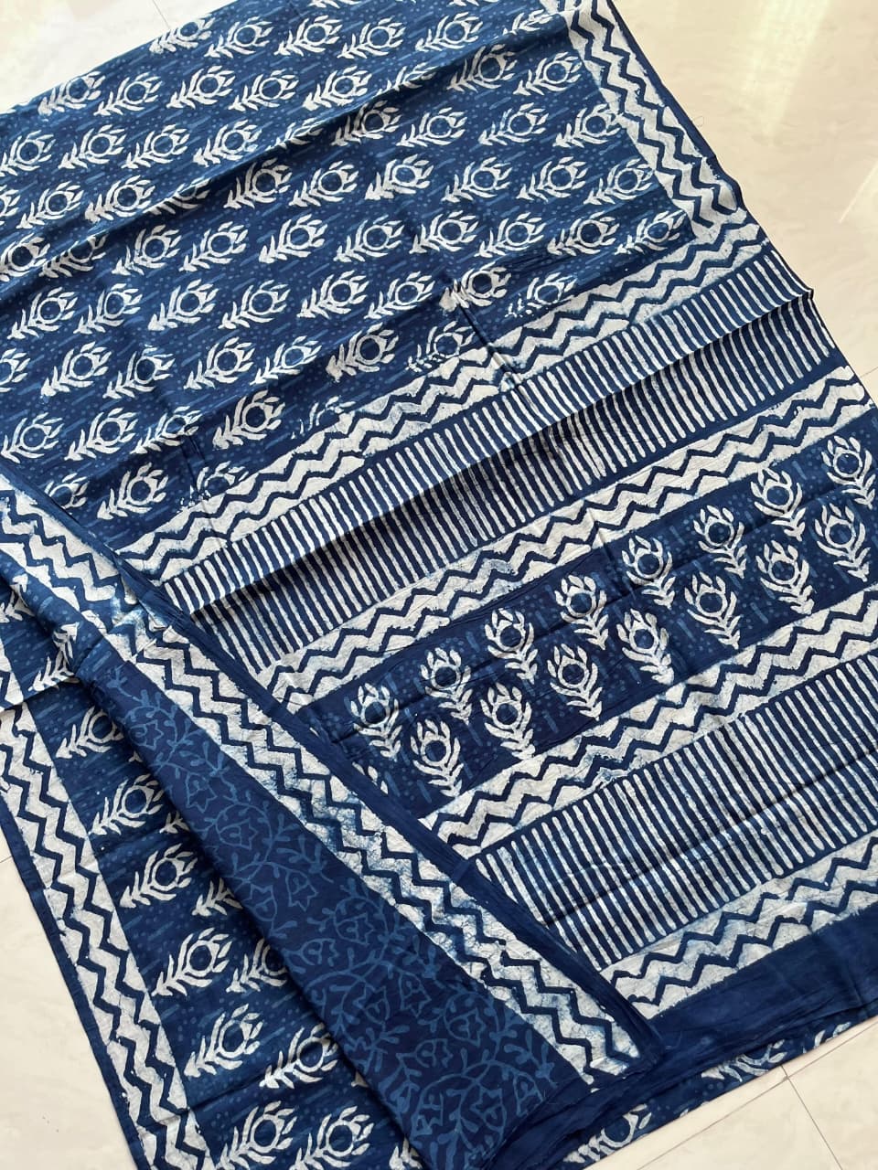Pure Mul Cotton Sarees, Bagru print, Blouse attached