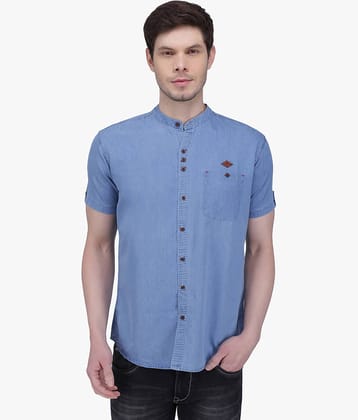 Kuons Avenue Denim Regular Fit Solids Half Sleeves Men's Casual Shirt - Light Blue ( Pack of 1 )