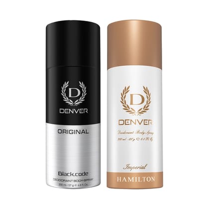 Denver Pack of 2 Deos (Black Code Original + Imperial) - 200ml Each