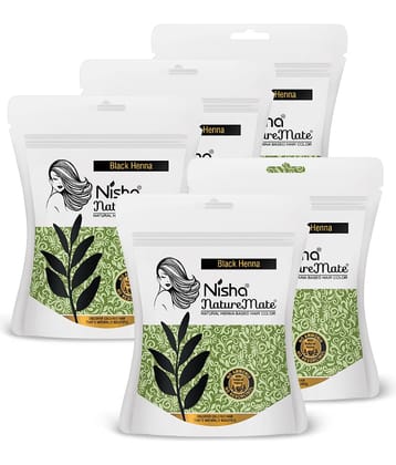 Nisha Nature Mate Henna Based Hair Color, Black Henna Powder for Hair Colour, Ammonia Free Hair Color 45g Pack of 5