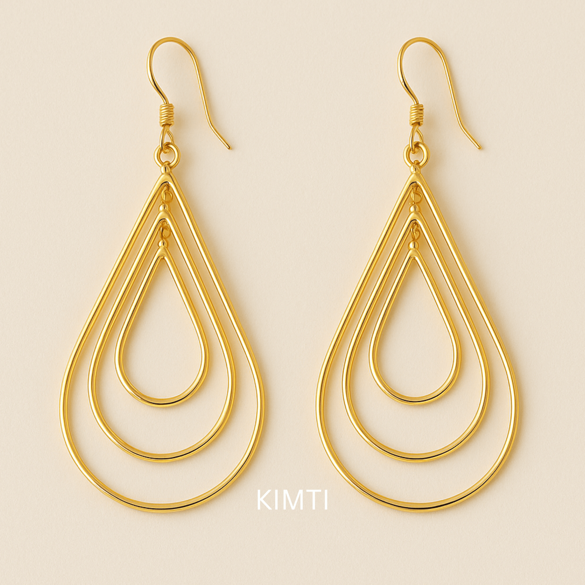 Gold-Toned Teardrop Shaped Drop Earrings