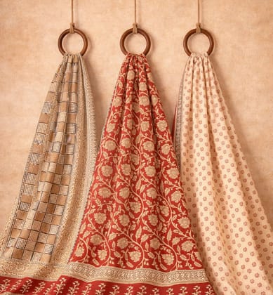 Hand Block Printed Bagh Cotton Suit – 3 Piece Unstitched