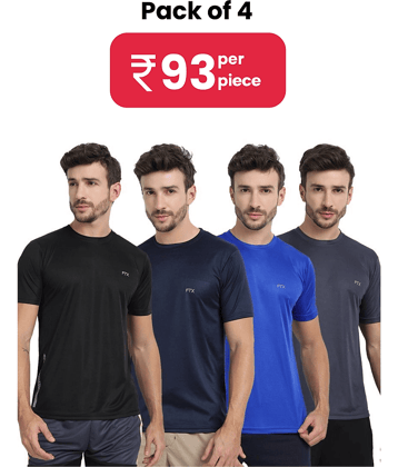 FTX Pack of 4 Polyester Regular Fit Men's T-Shirt ( Multicolor8 )
