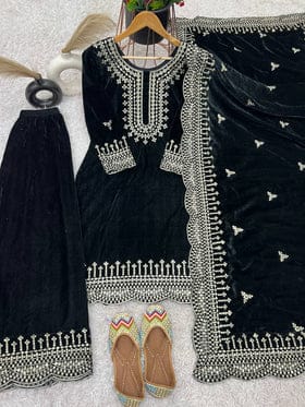 Designer Party Wear Top-Sharara And Dupatta With Heavy Embroidery Sequence Work