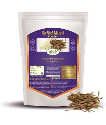 Biotic Safed Musli Powder (Chlorophytum borivilianum) White Musli Powder 100 gm