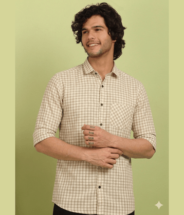 allan peter 100% Cotton Regular Fit Checks Full Sleeves Men's Casual Shirt - Multicolor ( Pack of 1 )