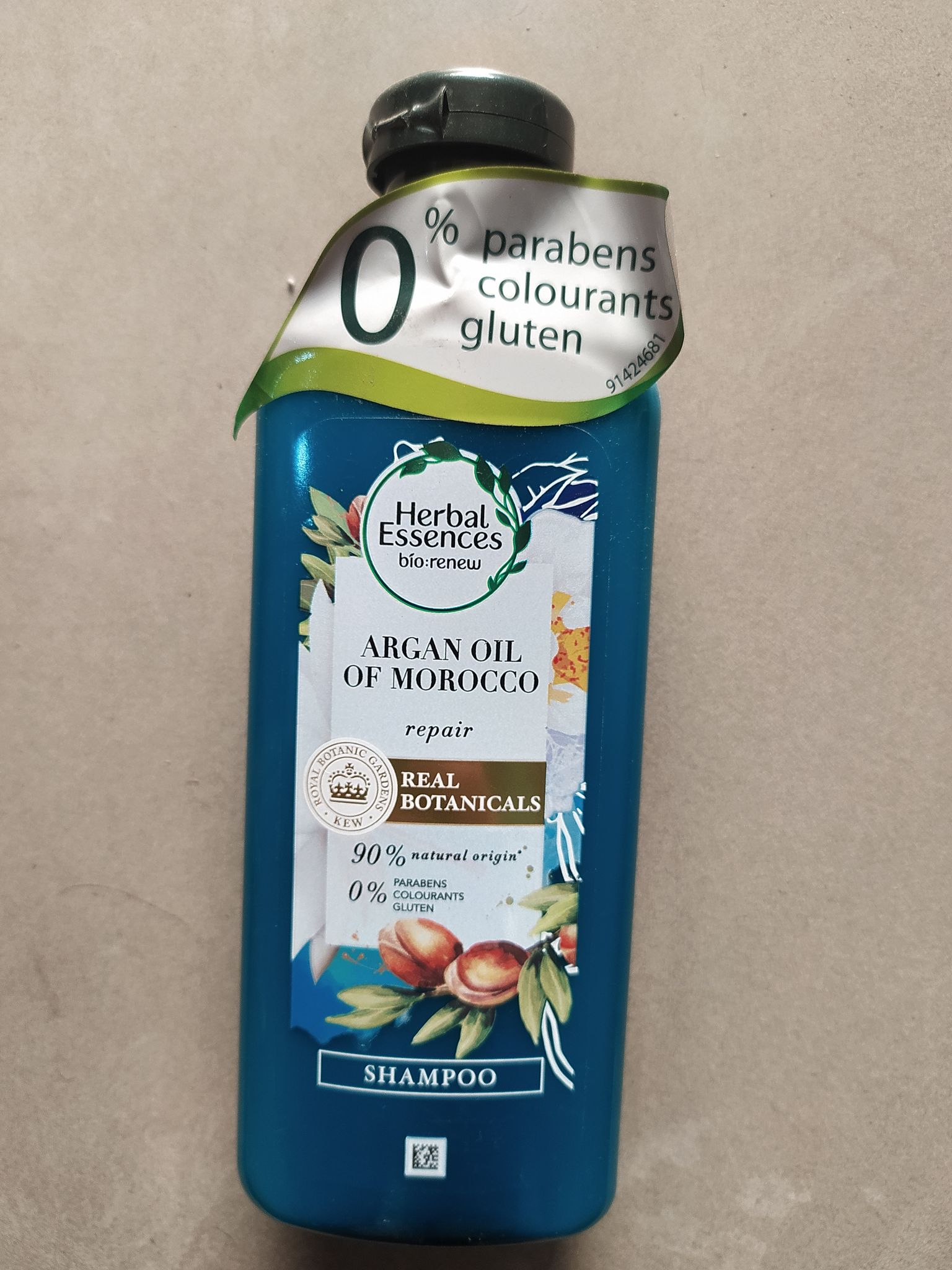 Herbal Essences Argan oil Of morocco Repair A real Botanicals 90% natural origin Parabens 0% colourants Gluten Shampoo 