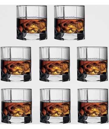 AFAST Party Glass/Beer Mug Glass Plain Wine Glasses 350 ml ( Pack of 8 ) Transparent