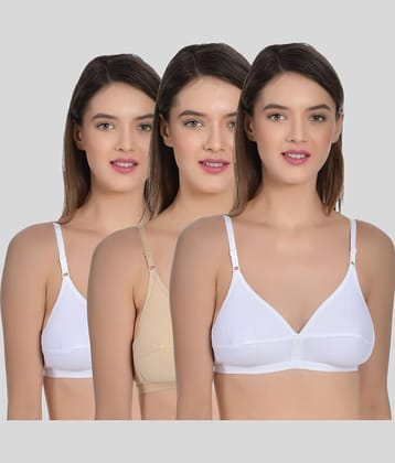 AIMLY Pack of 3 Cotton Non Padded Women's T-Shirt Bra ( Beige )