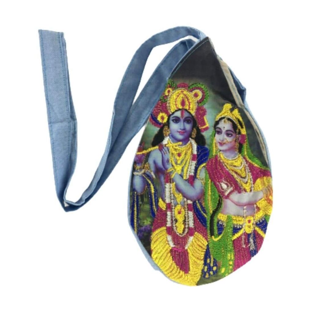 MAYAPURI Radha Krishna Embroidery Chanting Bag/Japa Mala Bag with Zip Pocket (Pack of 1) - Pooja Needs | Buy online on ZillyBuy
