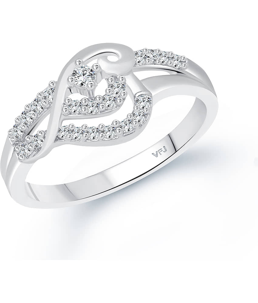 Vighnaharta Flower Shine CZ Rhodium Plated Alloy Finger Ring for Women and Girls- (  VFJ1599FRR8 )