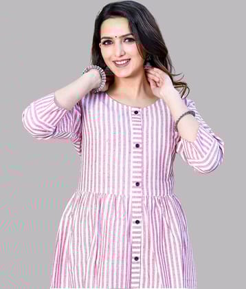 QuaClo - Pink 100% Cotton Women's Flared Kurti ( Pack of 1 )