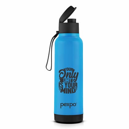 PEXPO 700ml PU Insulated 4 Hours Warm & 6 Hours Cold School Kids Sipper Bottle | Blue, Sonnet | BPA Free & Leakproof