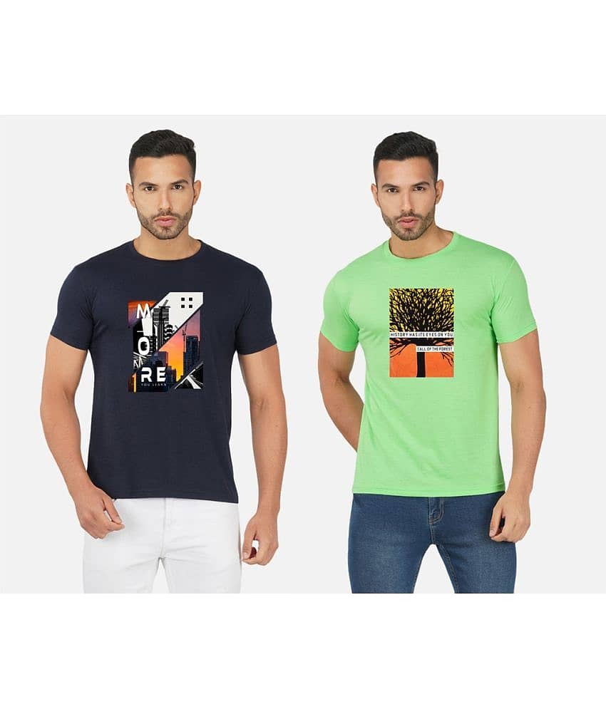 CHOZI Pack of 2 Cotton Blend Regular Fit Men's T-Shirt ( Multicolor )