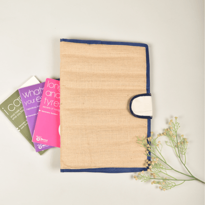 Navy Blue Jute file folder with velcro tab