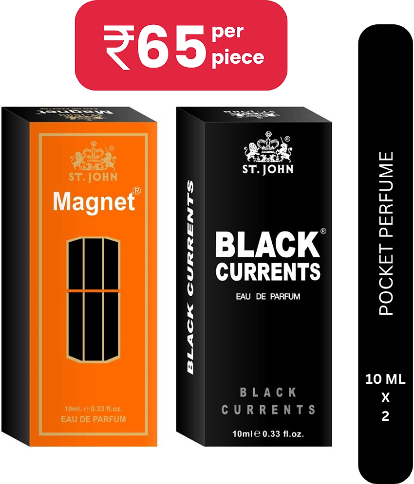 ST.JOHN Cobra Magnet & Black Currents Long Lasting Pocket Perfume For Men 10ml (20ml) - Pack of 2