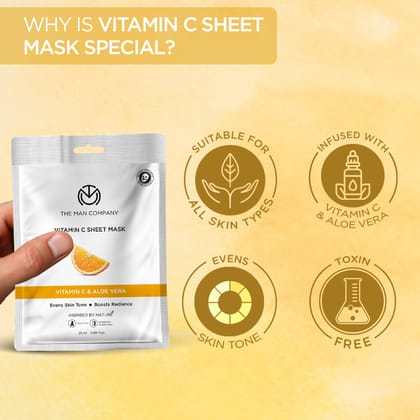 Vitamin C Sheet Mask | Vitamin C & Aloe Vera (Multi Packs) Vitamin C Sheet Mask | Vitamin C & Aloe Vera (Multi Packs) - Pack of 7