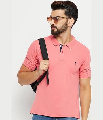 XFOX Pack of 1 Cotton Blend Regular Fit Solid Half Sleeves Men's Polo T Shirt ( Coral )