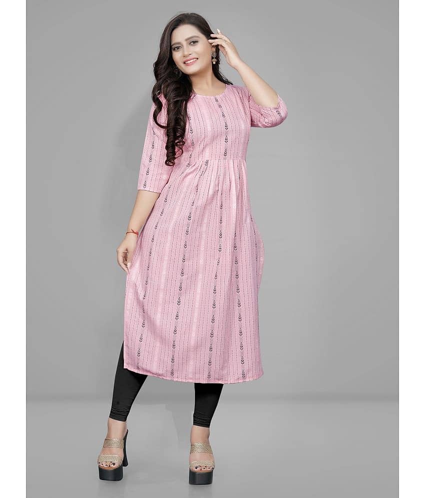 Lerkiza - Pink Cotton Blend Women's Straight Kurti ( Pack of 1 )