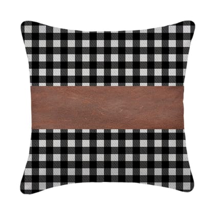 Alunari Leather & Cotton Pillow Covers  Stylish 17 x 17 Cushion Covers for Home Decor (1 Pair / 2 Pieces)