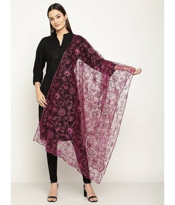 Queenley - Purple Net Women's Dupatta - ( Pack of 1 )